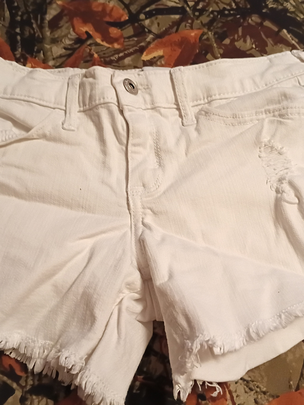 abercrombie kids White Denim Frayed Hem Shorts